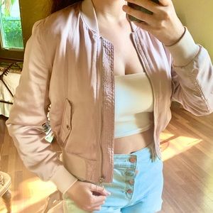 H&M Pink Satin Silk Bomber Jacket